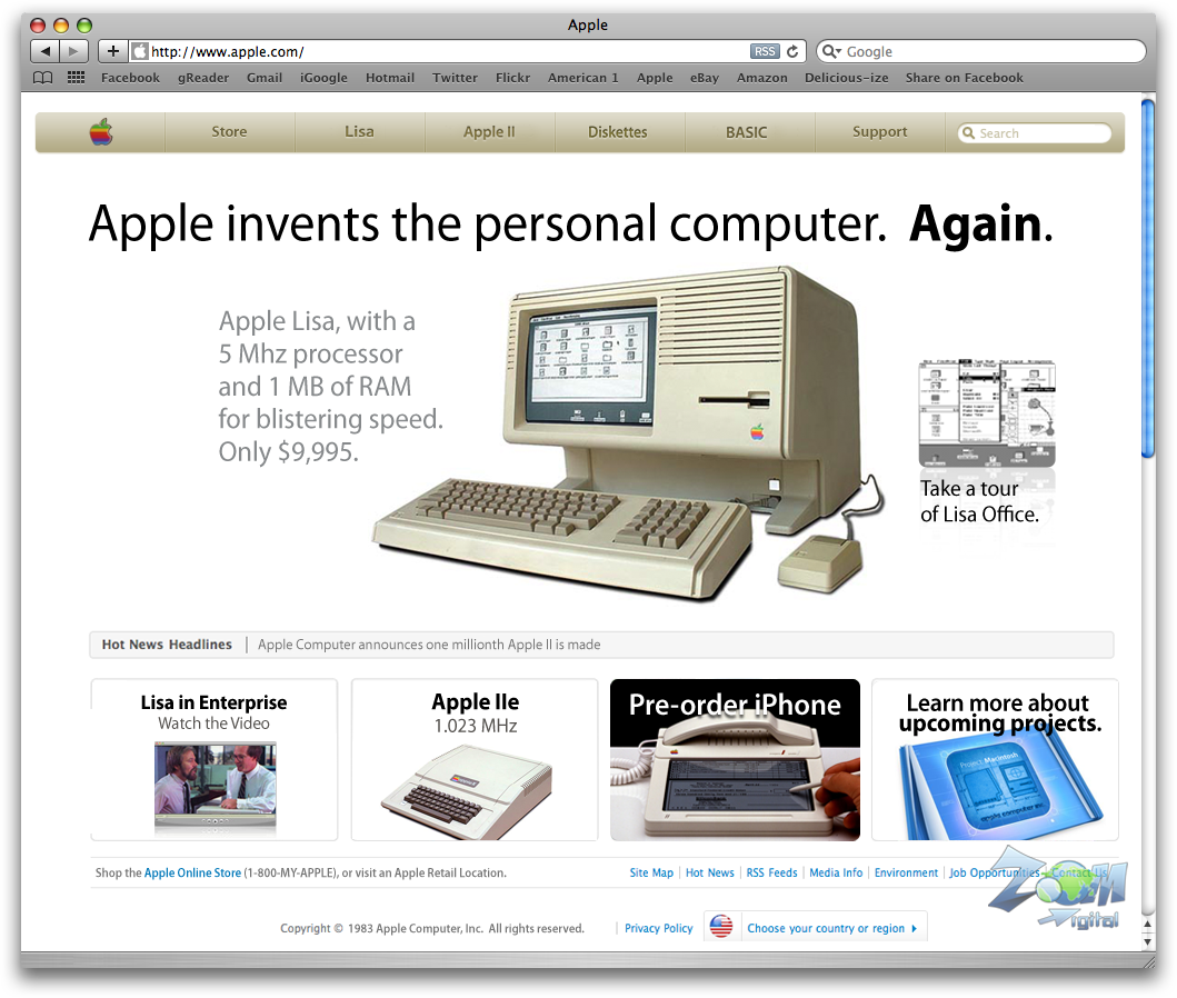 Apple 1983 Site da Apple em 1983